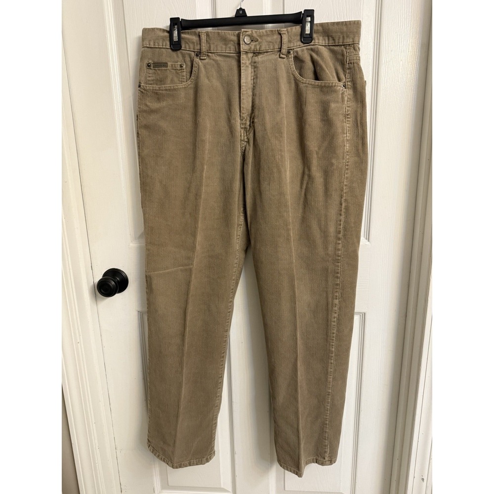 Calvin Klein Corduroy Pants Men's 36x30 Khaki Straight Leg Relaxed Cotton Casual